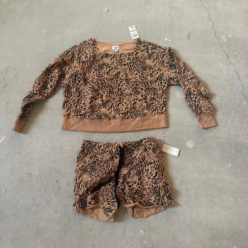 Leopard Print Sweater and Shorts Set